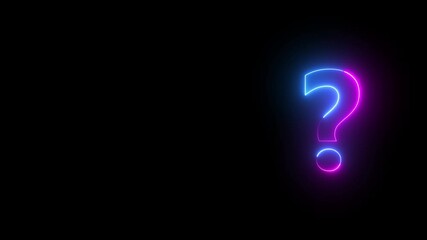 Two color neon question mark symbol on alpha. neon line question mark icon animation on background. - Powered by Adobe