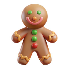 Cute gingerbread man 3d rendering plasticstyle icon isolated on background holiday season celebration joyful festive spirit