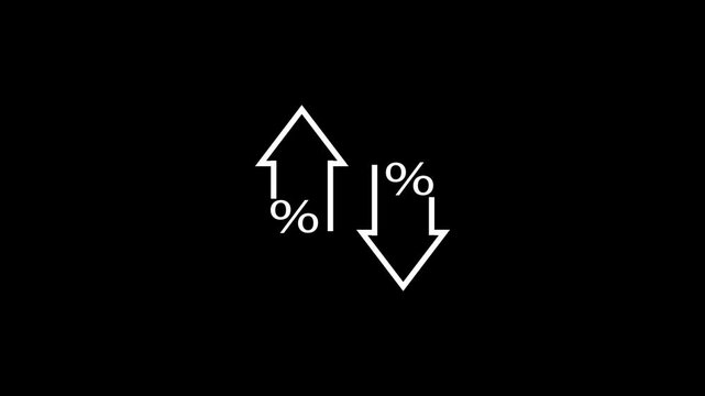 Cost and reduction concept. down arrow with start up arrow with parentage.