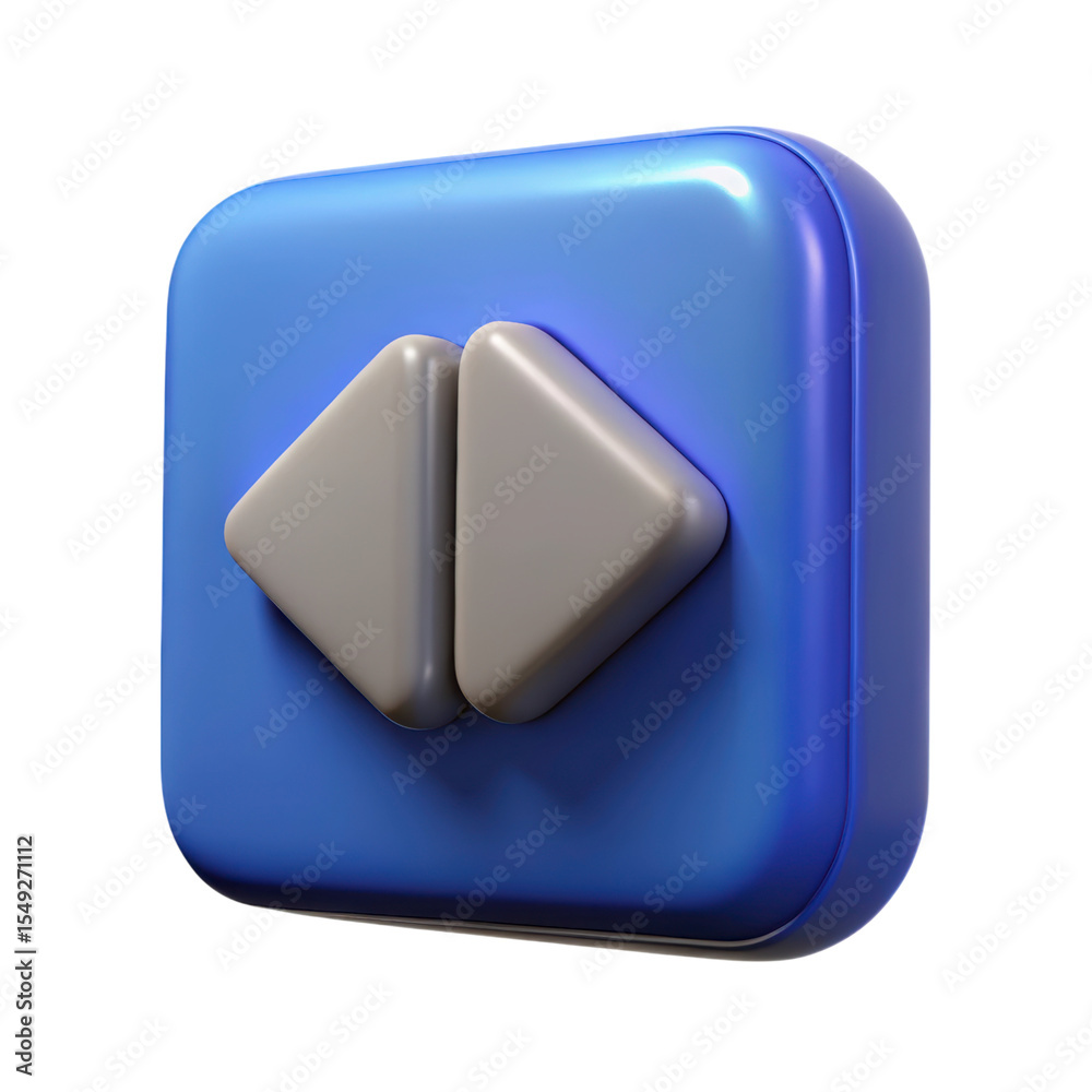 Poster fast forward 3d rendering plastic style icon isolated on background for media player control interfa