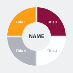 Infographic template with circle diagram of 4 parts. Vector illustration