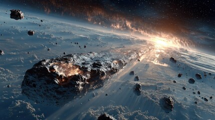 Asteroid impact on a planet