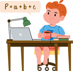 Student Studying Online at Desk