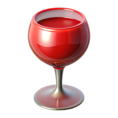 Red wine glass 3d rendering plasticstyle icon solated on white background elegance and celebration