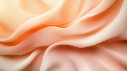 Fototapeta premium A close-up of flowing silk fabric reveals delicate textures and soft colors, evoking feelings of elegance and luxury through its smooth, flowing lines in an artistic presentation.