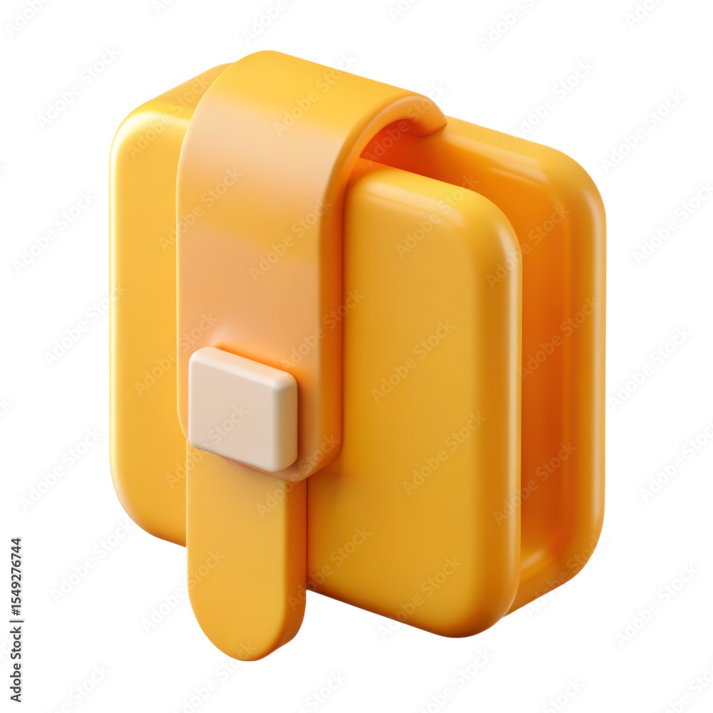 Poster Yellow data folder 3d rendering plasticstyle icon isolated on background for documents and files management
