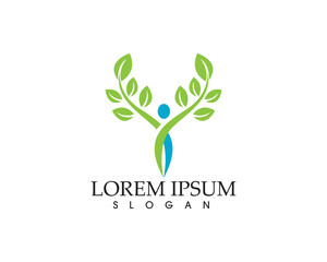 Human character logo sign,Health care logo. Nature logo sign. Green life logo sign.