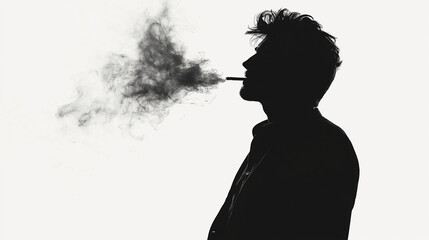 Silhouette of a smoking man