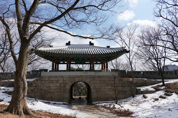 Winter Daedongmun Gate in Bukhansan, Seoul – Serene Mountain Fortress Entrance