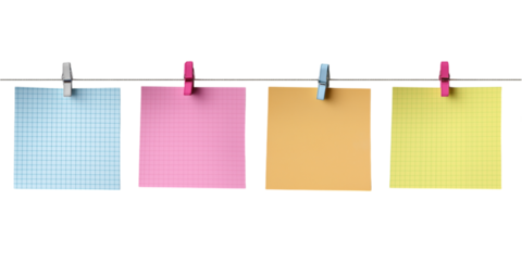 壁に貼り付けた、様々なメモの紙片