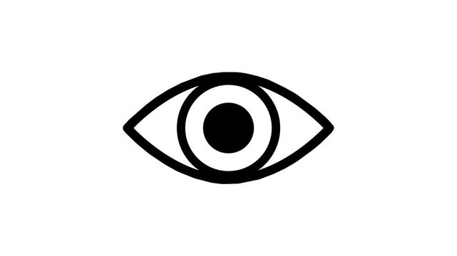 4K Black line Eye Icon icon Isolated on White Background &ndash; Clean Minimalist Visual for UI, Apps & Design.