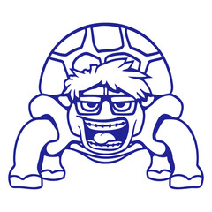 Turtle Nerd Horn-rimmed glasses Geek Smart Laughs Isolated Vector Graphic Design Illustration
