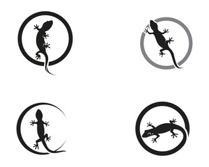 Lizard Chameleon Gecko Silhouette black vector 10