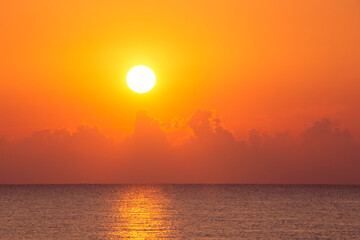 picturesque sunrise above Mediterranean sea in Antalya, Turkey