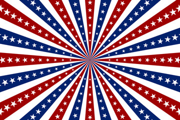 Red and Blue Sunburst Background with Star. American Flag Color Concept. Vector Illustration. Wallpaper