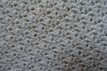 ivory white handmade crochet lacy fabric from above