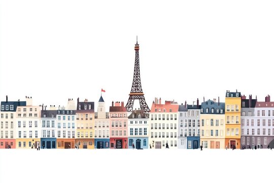 Paris town building border buildings architecture illustration.