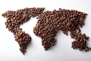 Coffee beans forming the world map
