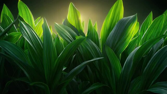 environmental conservation technology, ecology and nature concept. Lush green leaves bathed in sunlight create a vibrant, fresh atmosphere with rich natural details. abstract background. 