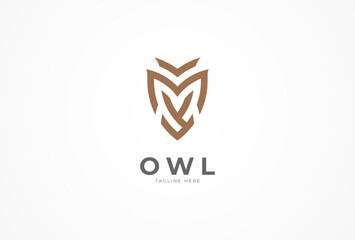 Owl Logo, Letter M with Owl combination, owl design logo template design, vector illustration