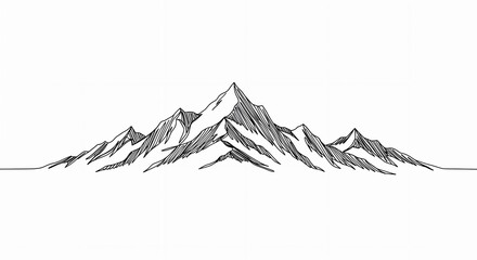 Hand Drawn Mountain Peak Sketch Illustration