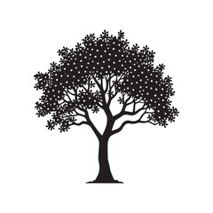 Obraz premium Thousand Tree Logo Illustration | Minimal Black Tree Symbol for Eco Brand & Timeless Design. 