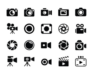 Action Photography, Cameras and Equipment, Studio, Icons, Modern Design, Top View, Creative Concepts