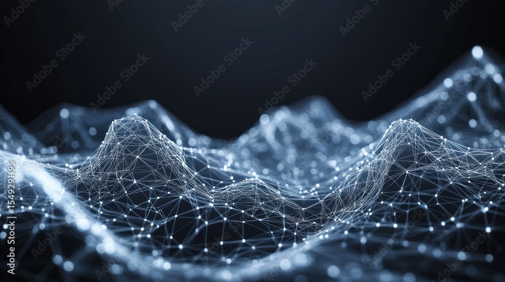 Poster abstract network structure with connecting dots and lines futuristic