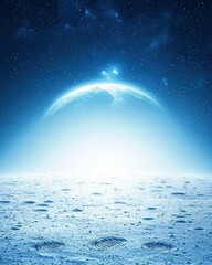 Stunning View of Earth from the Surface of a Lunar Planet Space