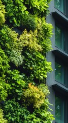 Lush Vertical Garden Installation on Urban Building Wall with Greenery