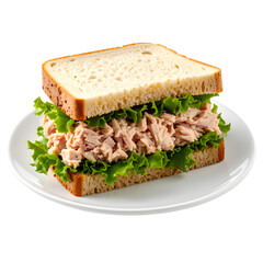 Delicious Tuna Sandwich on Plate  Transparent Background PNG