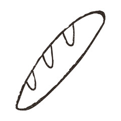 French baguette, vector illustration isolated on white background. Outline sketch style with grunge vintage texture. Cafe and bakery concept.