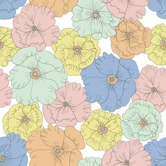 Delicate flowers. Flower Collection. Seamless background for fabrics, textiles, packaging and wallpaper. Vector illustration