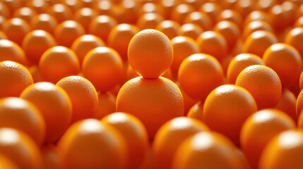 Unique orange among a crowd, concept of individuality and leadership