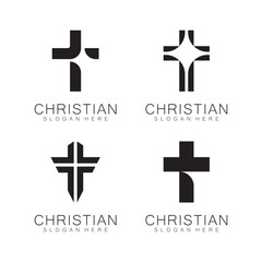 Obraz premium Christian Church logo creative Cross design vector