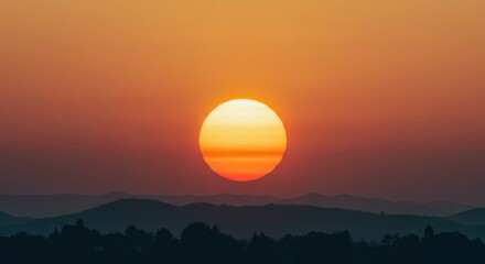Fototapeta premium Gorgeous red sunset blending warmth and drama
