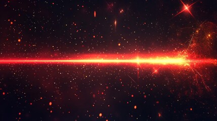 Obraz premium Abstract Red and Gold Light Streaks Against a Starry Cosmic Background