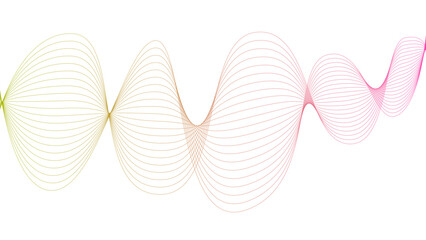  Vector curvy abstract line art wavy flowing dynamic colorful lines white background in concept music or sound, wave, wind, information flow
