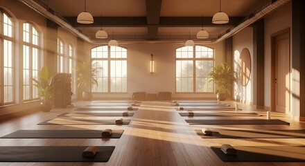 Serene Yoga Studio with Natural Light for Wellness and Meditation