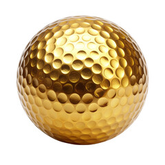 Macro Closeup of Shiny Golden Golf Ball Showing Dimple Texture, isolated on white background PNG