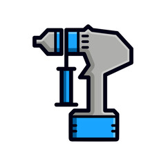 drill cordless simple flat icon illustration outline color