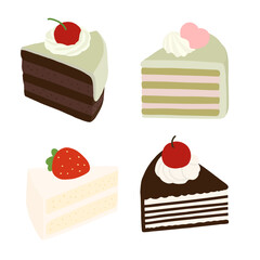 Delicious Cake Slices Illustration Set. Vector design elements.