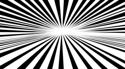 Abstract Black and White Lines Radiating from a Central Light Source