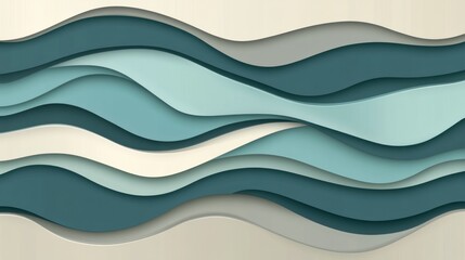 Abstract Wave Pattern with Ocean Blue and Cream Colors Gradient