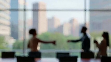 4K Stock Video Business Deal Closing, Cityscape Background - Powered by Adobe