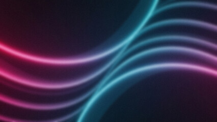 Wavy neon light lines in shades of blue and pink against a dark textured background