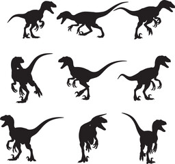 Collection of Velociraptor Silhouettes in Black