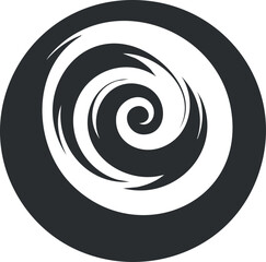 Naklejka premium Abstract black and white spiral swirl design in circular shape with hypnotic vortex effect