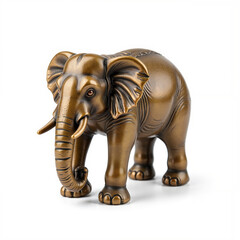 Fototapeta premium Bronze elephant figurine standing against a clean white background