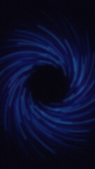 Swirling vortex of deep blue light trails converging towards a central dark void